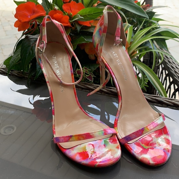 SW Pink Multicolour Watercolour Nudist Sandals - Picture 3 of 7